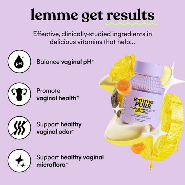 Lemme Purr Vaginal Probiotic Gummies - pH & Odor Support - Pineapple & Vitamin C - Pineapple Flavored - 14ct