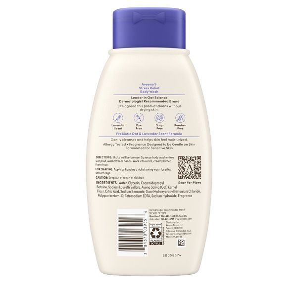 Aveeno Stress Relief Body Wash - Lavender - 12oz
