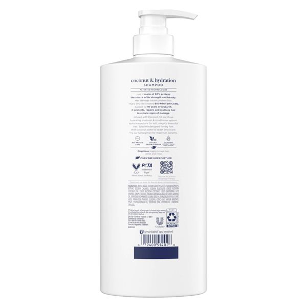 Dove Beauty Coconut Hydration Shampoo Pump with Coconut Oil & Bio-Protein Care - 28 fl oz