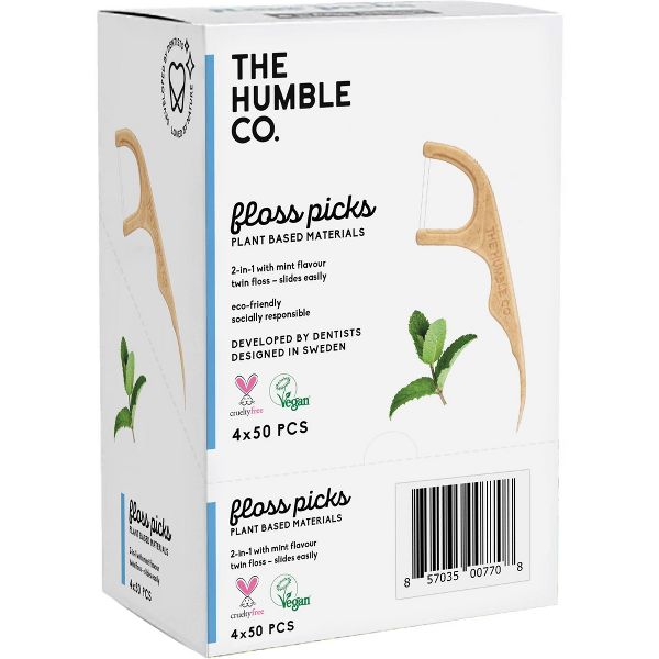 The Humble Co. Plant-Based Dental Floss Picks - Mint - 50ct/4pk