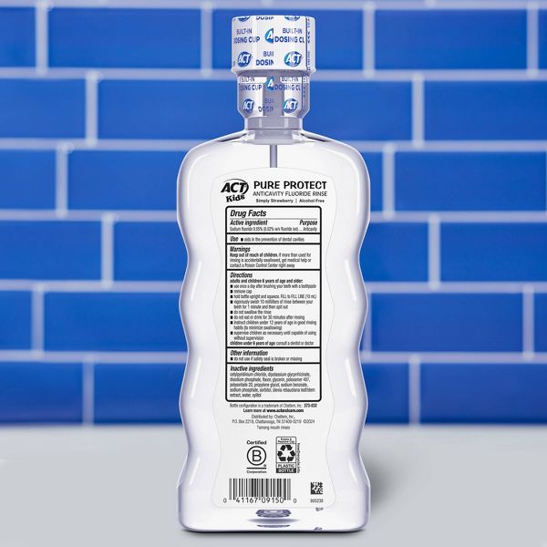 ACT Kids' Pure Protect Strawberry Anticavity Fluoride Mouthwash - 16.9 fl oz
