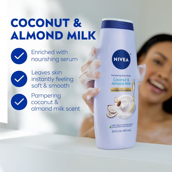 Nivea Coconut and Almond Milk Pampering Body Wash for Dry Skin - 20 fl oz
