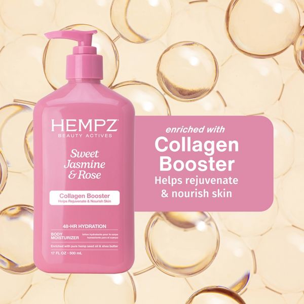 Hempz Beauty Actives Body Lotion with Rejuvenating & Nourishing Collagen Booster - Sweet Jasmine & Rose - 17 fl oz