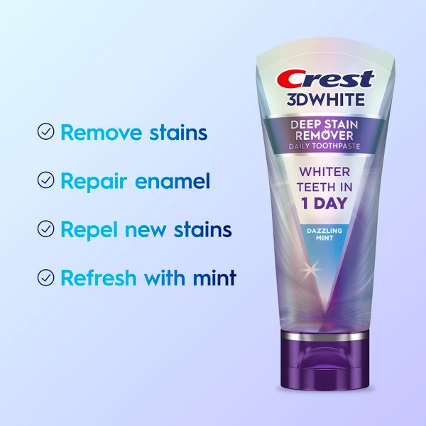 Crest 3D White Deep Stain Remover Daily Toothpaste - Dazzling Mint - 2.1oz