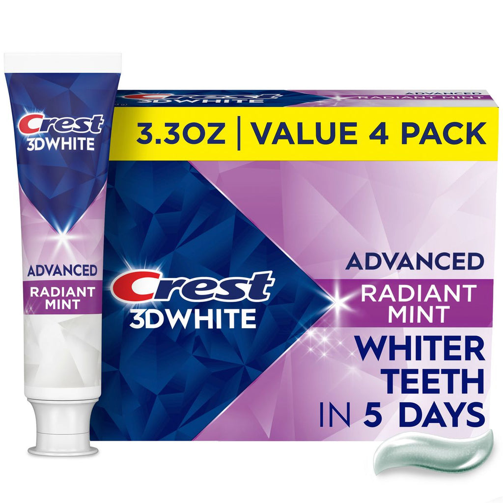Crest 3DWhite Advanced Teeth Whitening Toothpaste - Radiant Mint - 3.3oz/4pk