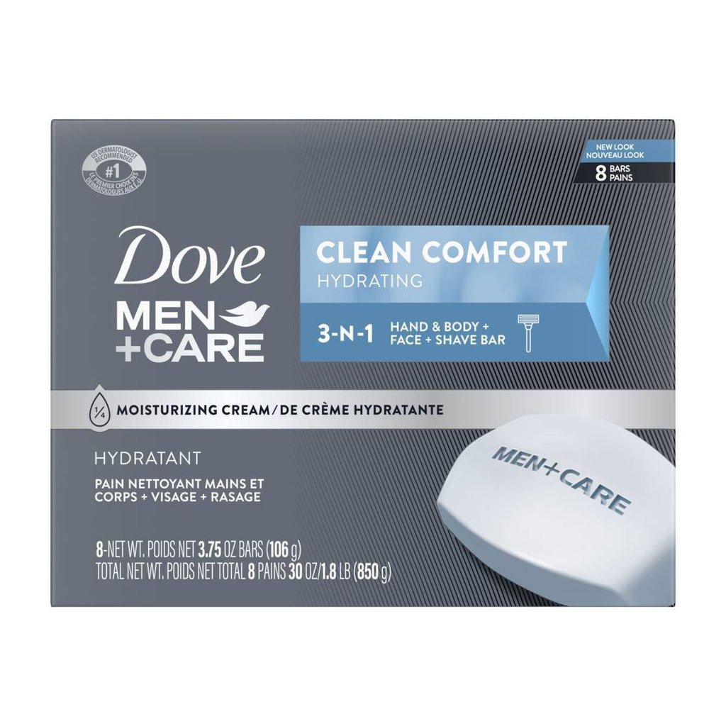 Dove Men+Care Clean Comfort Body & Face Bar Soap - 8pk - 3.75oz each