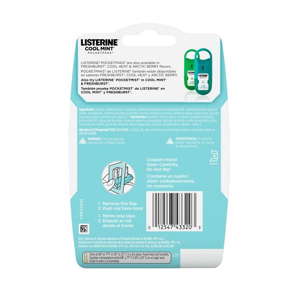 Listerine Cool Mint PocketPaks Portable Fresh Breath Strips - Cool Mint - 24-Strip Pack - 3 Pack