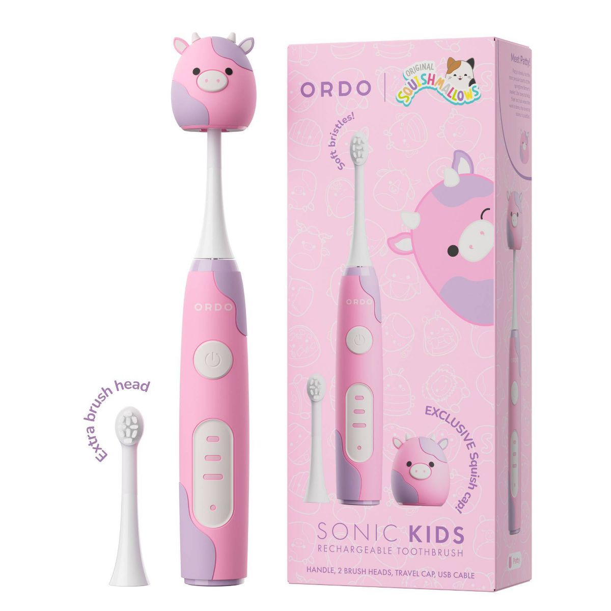 ORDO Sonic Kids Squishmallows Patty Rechargeable Electric Toothbrush - Pink