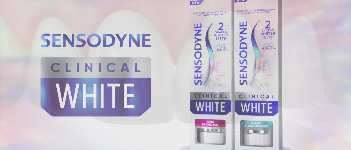 Sensodyne Clinical White Fluoride Enamel Strengthening & Whitening Toothpaste for Sensitive Teeth - 3.4oz