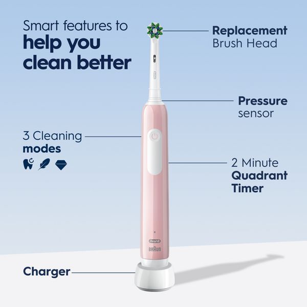 Oral-B Pro 1000 Power Rechargeable Battery Electric Toothbrush with Multiple Brush Modes - Black