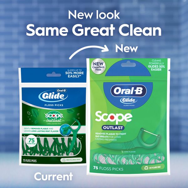 Oral-B Glide Mint Dental Floss Picks with Long Lasting Scope Flavor - 150 Picks