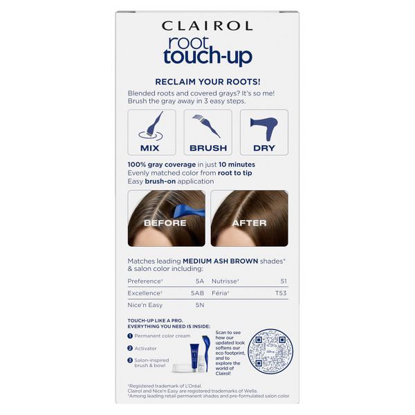 Clairol Root Touch-Up Permanent Hair Color - 4 Dark Brown Hair Dye Kit