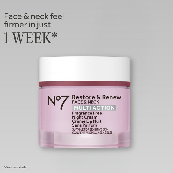 No7 Restore & Renew Face & Neck Multi Action Fragrance Free Night Cream - 1.69 fl oz