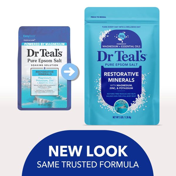 Dr Teal's Epsom Salt Magnesium Soak Restorative Minerals with Potassium & Zinc - 3lbs