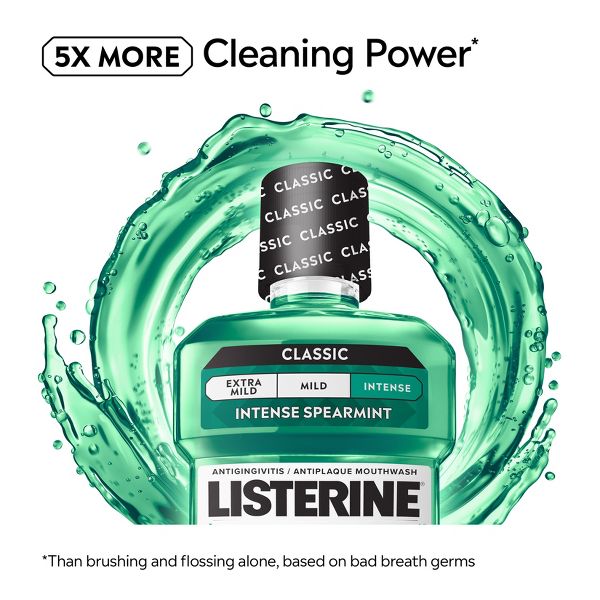 Listerine Antiseptic Intense Mouthwash for Bad Breath Spearmint - 1.5L