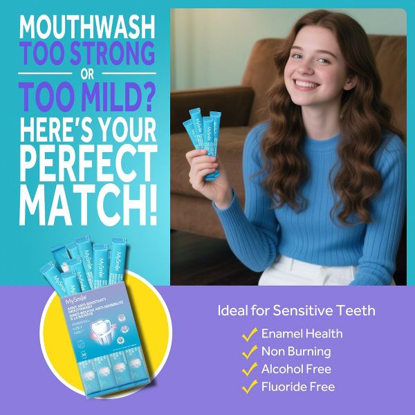 MySmile Nano-Hydroxyapatite Mouthwash for Sensitive Teeth, Fluoride-free, 30 Pack