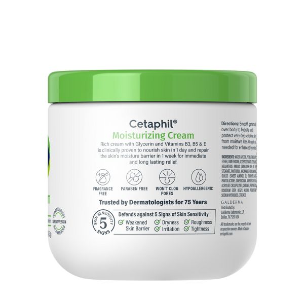 Cetaphil Moisturizing Face and Body Cream for Dry Skin, Unscented - 16oz