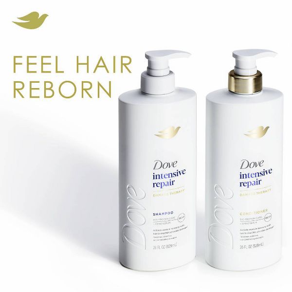 Dove Beauty Intensive Repair Hair Conditioner Pump with Glutamic Amino Serum & Bio-Protein Care - 28 fl oz