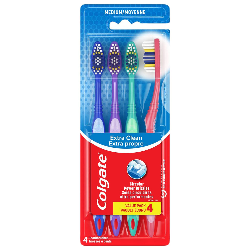 Colgate Extra Clean Manual Toothbrush - Medium - 4ct