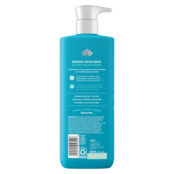 OLLY Calm Mood and Skin Vitamin-Infused Body Wash - Eucalyptus Amber - 17 fl oz