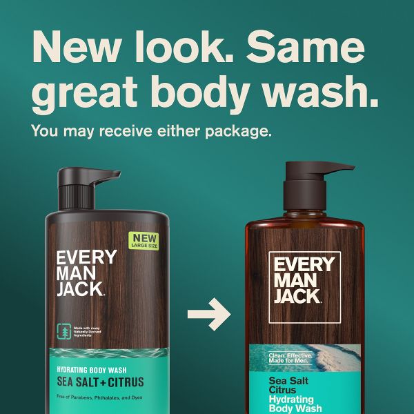 Every Man Jack Naturally Derived Men's Body Wash - Sea Salt + Citrus - 28.8 fl oz