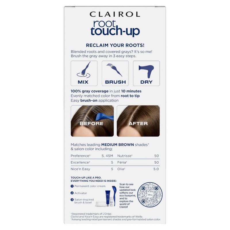 Clairol Root Touch-Up Permanent Hair Color - 4 Dark Brown Hair Dye Kit