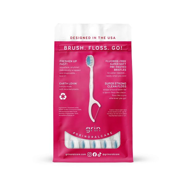 Grin Oral Care Quicky Brush and Flosser Combo - 12ct