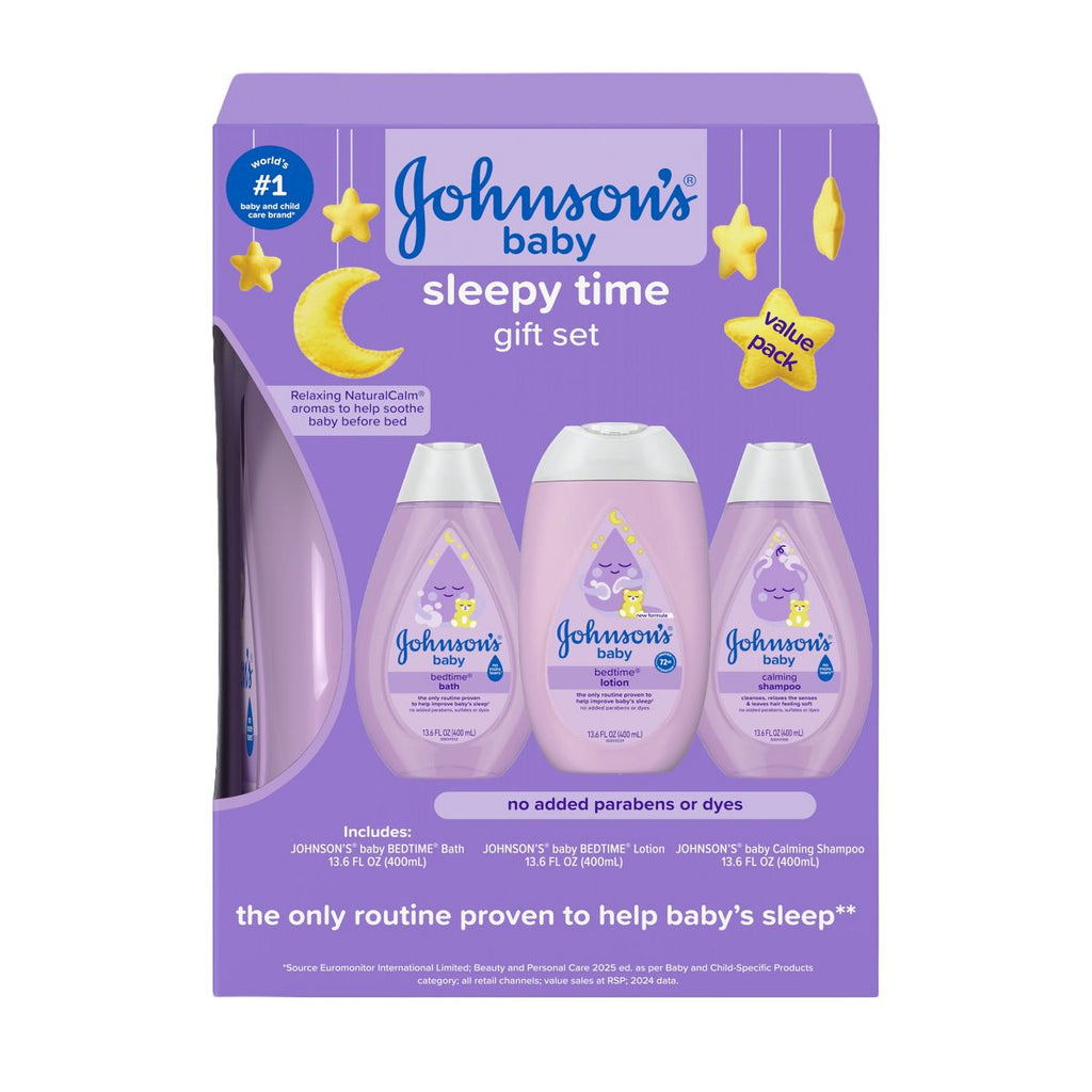 Johnson's Sleepy Time Bedtime Baby Gift Set Includes Baby Bath Shampoo, Wash & Body Lotion - 3ct