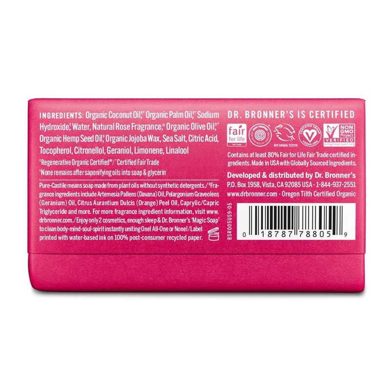 Dr. Bronner's All-One Pure-Castile Magic Bar Soap - Rose - 5oz