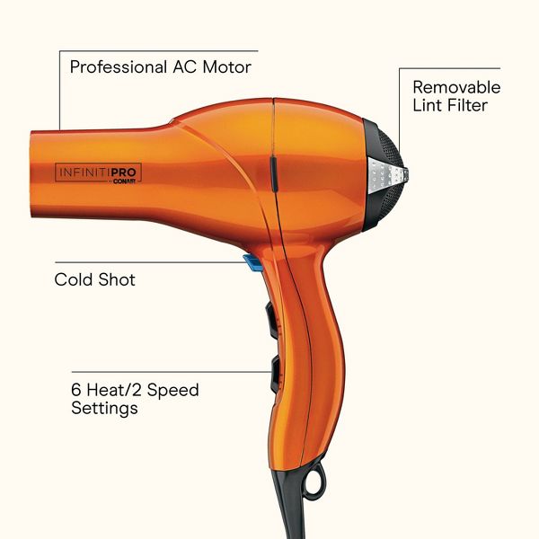 INFINITI PRO CONAIR Orange Quick Styling Salon Hair Dryer - AC Motor, 1875 Watts