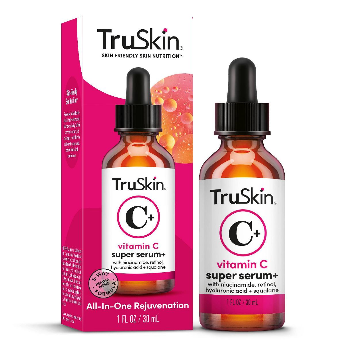 TruSkin Vitamin C Super All-in-One Anti-Aging Face Serum with Niacinamide, Retinol, Hyaluronic Acid, Salicylic Acid and Squalane - 1 fl oz