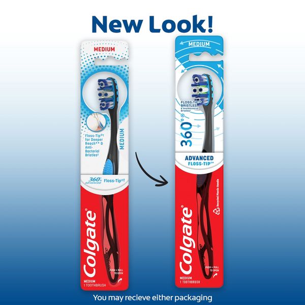 Colgate 360 Advanced Floss-Tip Manual Toothbrush – Medium - 1ct