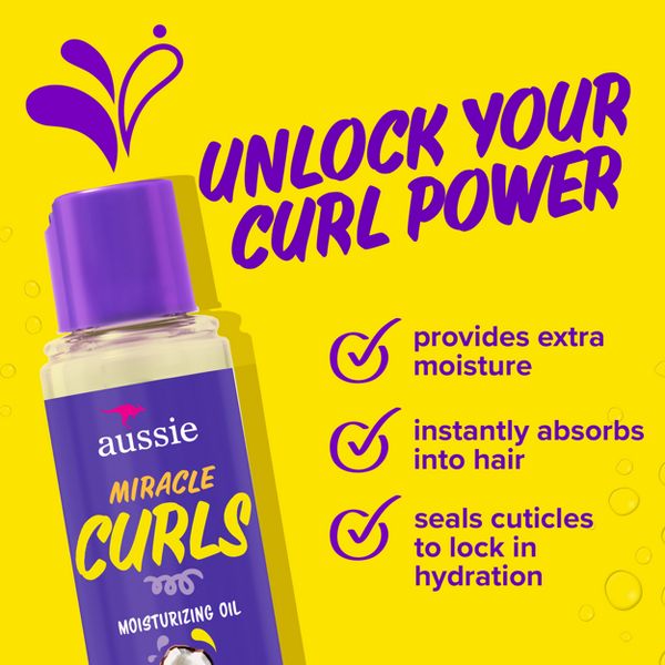 Aussie Miracle Curls Curl-Defining Oil Hair Treatment with Jojoba Oil - 3.2 fl oz