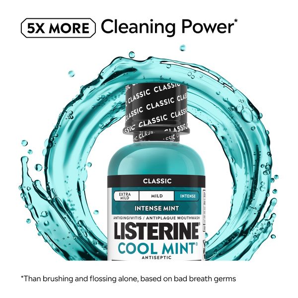 Listerine Antiseptic Intense Mouthwash for Bad Breath - Cool Mint - Travel Size - 3.2oz