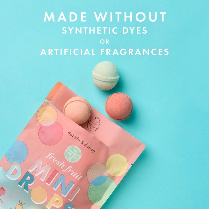 Dabble & Dollop Mini Bath Bombs - Fresh Fruit Variety - 12ct/0.8oz