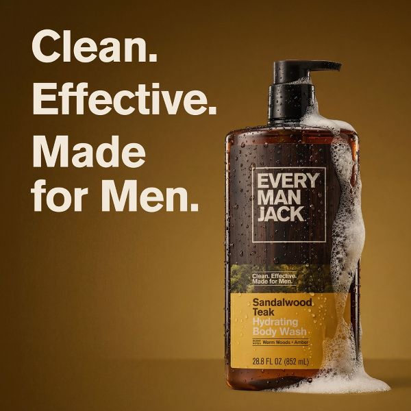 Every Man Jack Naturally Derived Men's Body Wash - Sandalwood Teak - 28.8 fl oz