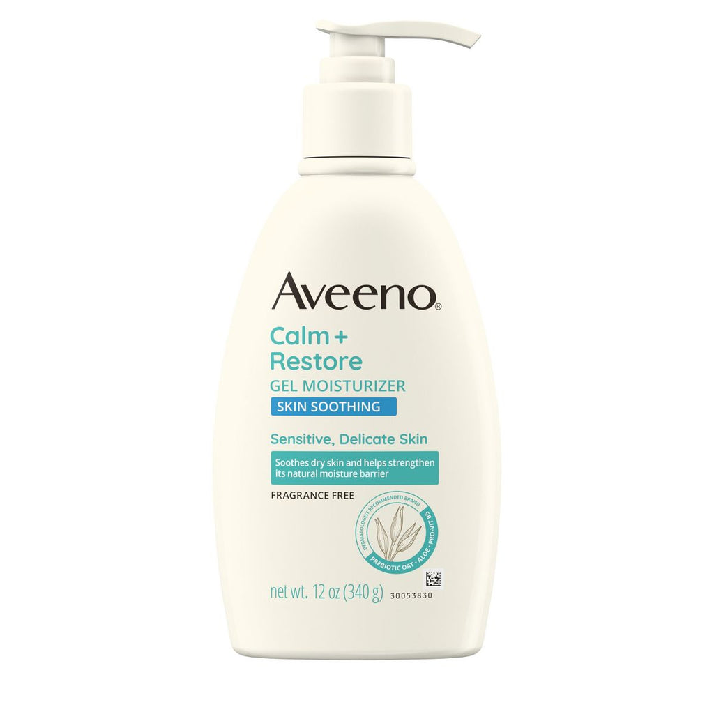 Aveeno Calm + Restore Gel Body Moisturizer Sensitive Skin - Paraben-Free Deep Hydration with Aloe & Shea Butter 12oz