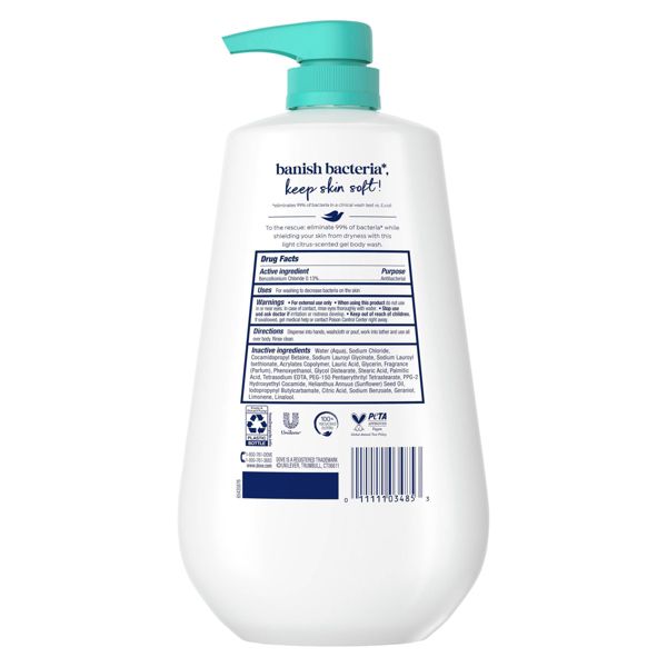 Dove Beauty Antibacterial Body Wash Pump 24hr Lotion-Soft Skin - 30.6 fl oz
