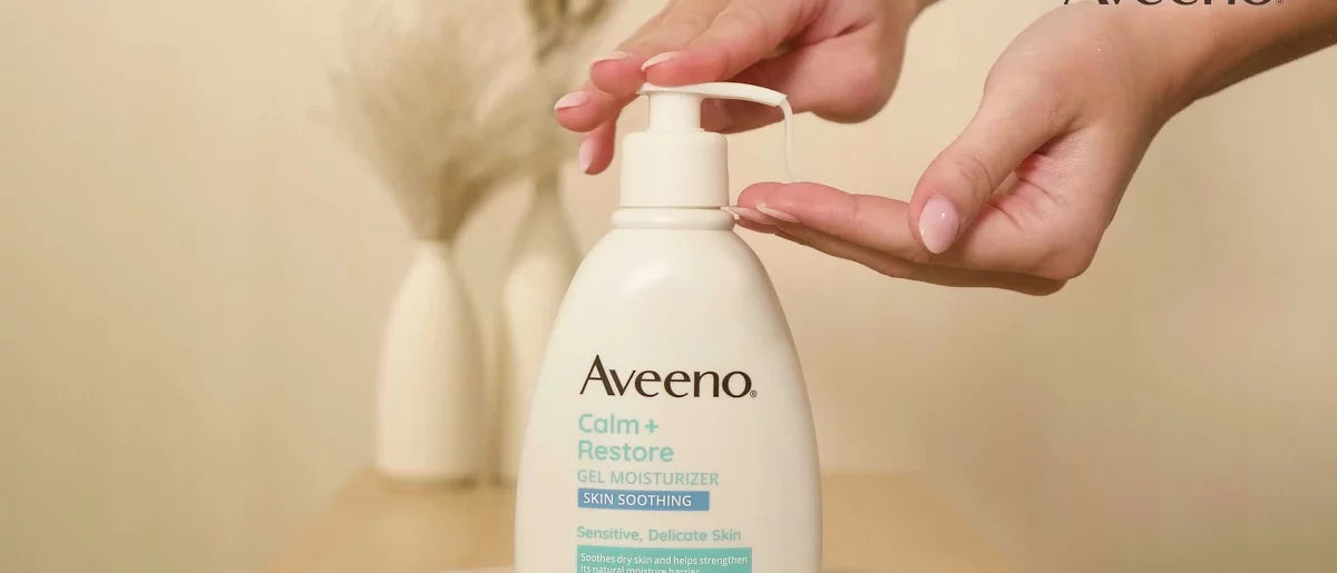 Aveeno Calm + Restore Gel Body Moisturizer Sensitive Skin - Paraben-Free Deep Hydration with Aloe & Shea Butter 12oz