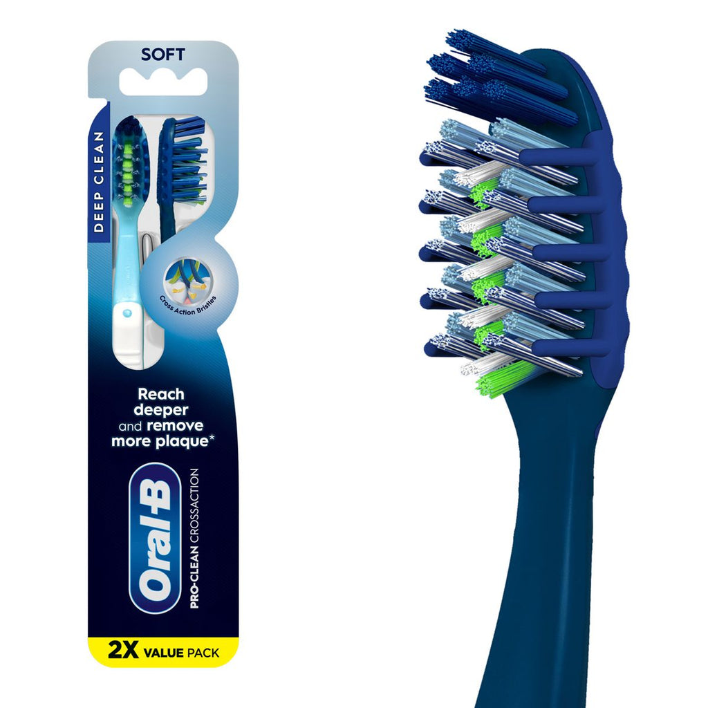 Oral-B CrossAction All In One Toothbrushes, Deep Plaque Removal, Soft - 2ct