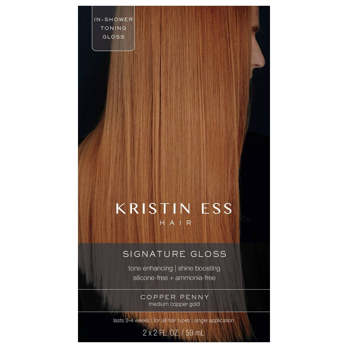 Kristin Ess Hair Gloss in Copper Penny for Red or Auburn Hair - Semi Permanent Dye + Toner - 4 fl oz