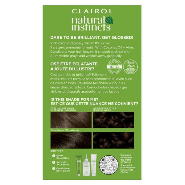 Instincts Clairol Demi Permanent Hair Color Dye Kit Brass Free - 5C Medium Brown, Peppercorn: Ammonia-Free, Contains Vitamin E, Vegan