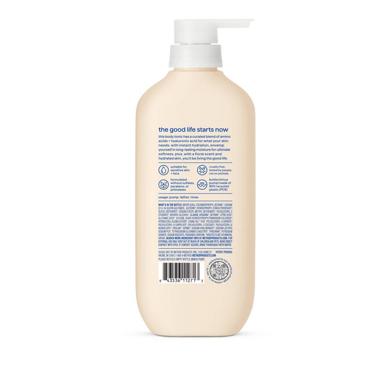 Method Moisture Enhancing Instant Hydration Body Wash Tonic with Bamboo Dust, Amino and Hyaluronic Acids - Lily, Sandalwood and Musk - 17 fl oz
