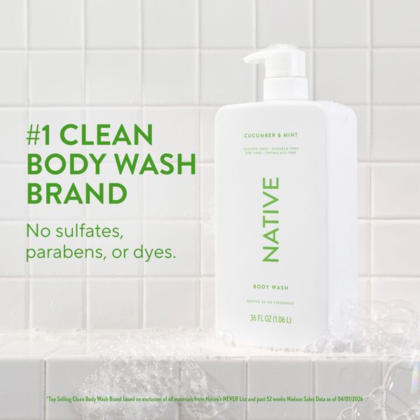 Native Body Wash for Women & Men - Cucumber & Mint - Sulfate Free - 18 fl oz