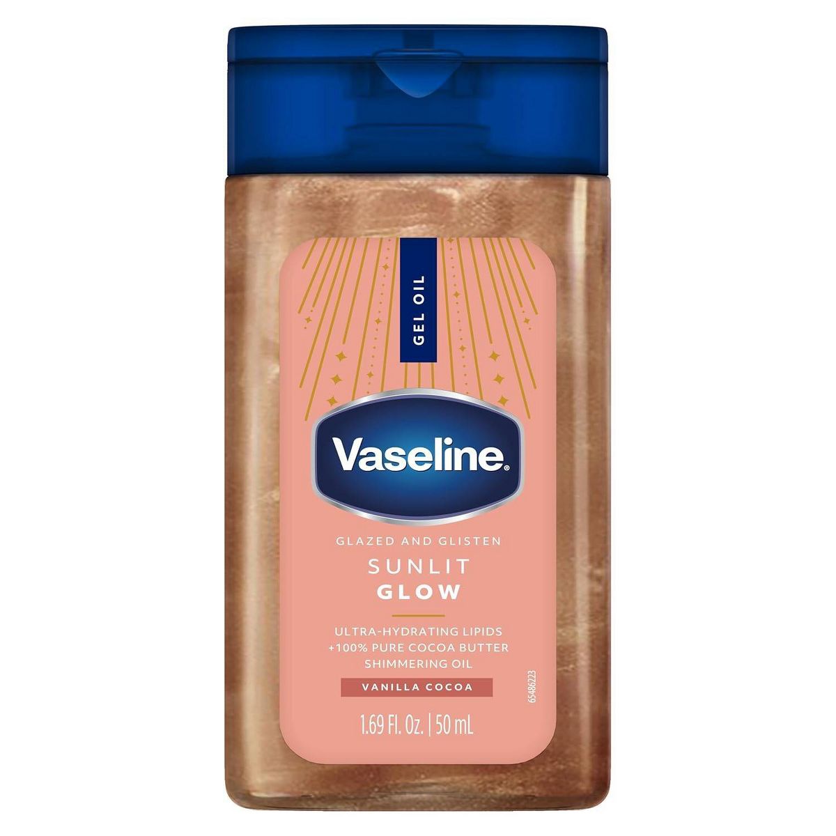 Vaseline Glazed & Glisten Vanilla Cocoa Shimmering Gel Body Oil - Sunlit Glow - 1.69oz