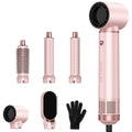 5 in 1 Hair Styler for Woman,Air Curling Wrap,Drying,Curling,Straightening & Volumizing,Hot Air Curler Dryer Brush Tool Set,Curl Styling Tools-Pink