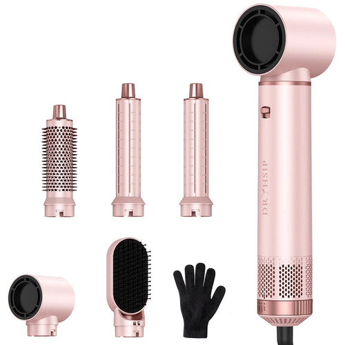 5 in 1 Hair Styler for Woman,Air Curling Wrap,Drying,Curling,Straightening & Volumizing,Hot Air Curler Dryer Brush Tool Set,Curl Styling Tools-Pink