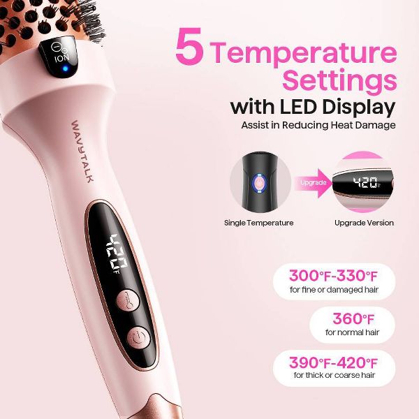 Wavytalk Blowout Boost Ionic Thermal Brush 1.5'' for Blowout Look, Tourmaline Ceramic & Negative Ion Tech to Reduce Damage, Model 206