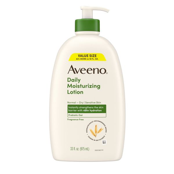 Aveeno Daily Moisture Lotion with Soothing Oats and Rich Emollients - Fragrance Free - 33 fl oz