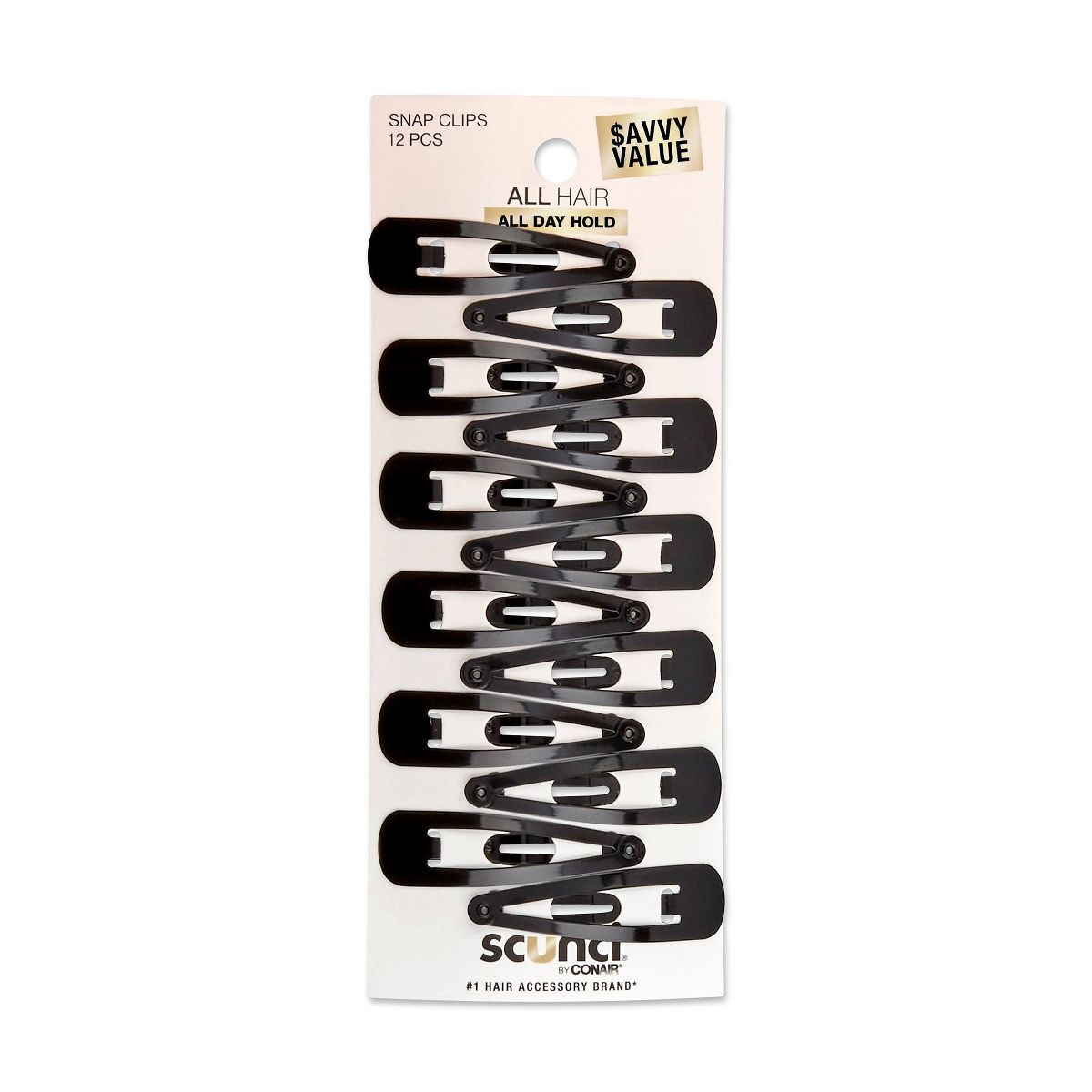 scünci Metal Snap Clips - Black - All Hair - 12pcs